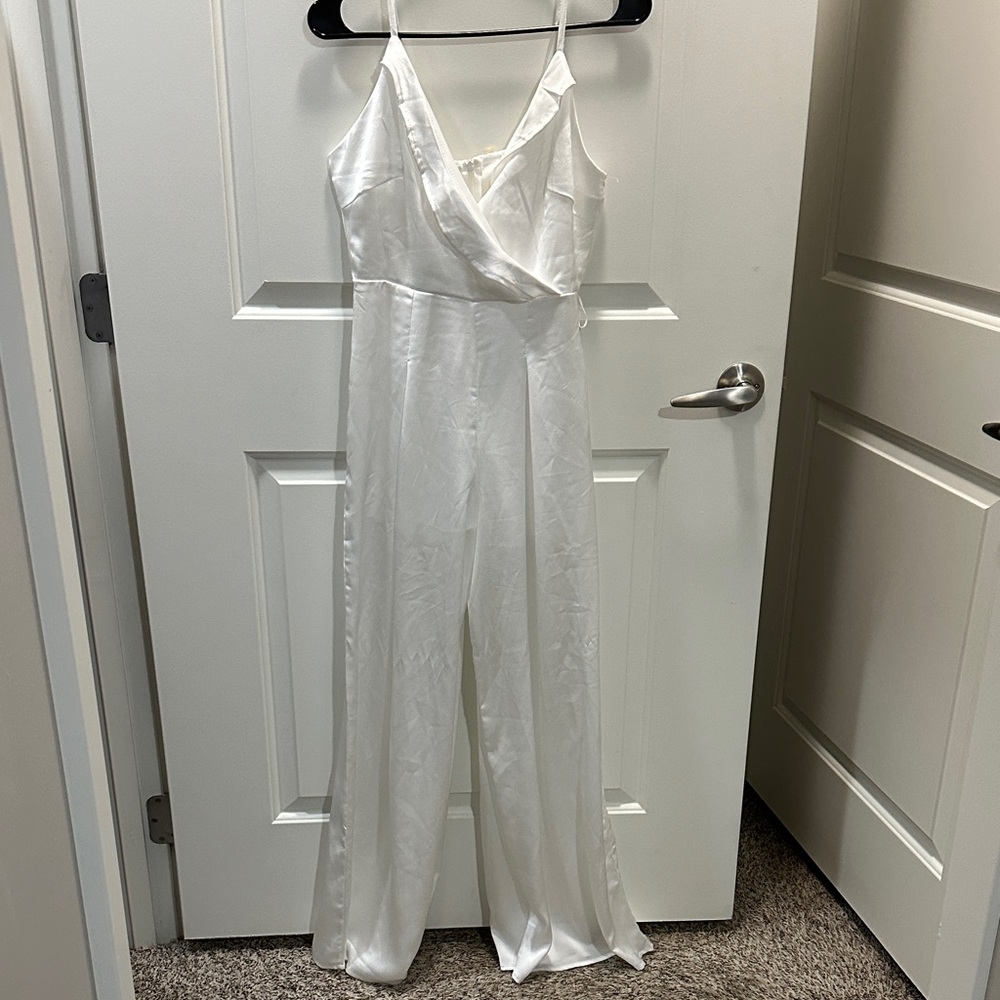 Altar'd State Satin White Jumpsuit